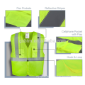 100% Polyester Mesh Fluorescent Yellow Safety Work Wear High Visibility Security Vest With Reflective Tape and Hook&Loop Closure